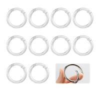 HAFRILY Mosquetón redondo de aleación de 45 mm, 10 unidades, con cierre de mosquetón, redondo, para llaveros, bolsos, manualidades, accesorios de gancho