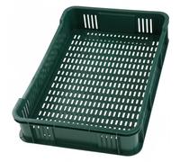 HaGa Caja de almacenamiento de 59 x 39,5 x 11 cm | verde | 10 kg - Caja de frutas y verduras apilable de plástico - Caja de almacenamiento para manzanas, cesta de plástico, caja de almacenamiento para