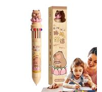 Haga en bolígrafos multicolor, bolígrafo retráctil múltiple de color,12-in-1 lindo cartoon de capibara tinta de punto fino | Pen múltiple para tomar notas, 0,7 mm para suministros escolares, estudiant