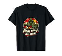 Haga Que el Campamento no la Guerra Camping Mountain Badge Graphic Camiseta