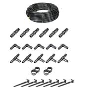 HaGa® Set de riego (50 m, manguera por goteo, 16 mm, sin compensación de presión, incluye accesorios)