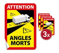 HAGEFOL Pegatinas de ángulo Muerto Attention Angles Morts - 3 Unidades de 17 x 25 cm - Lámina de conducto de Aire: Pegar sin Burbujas, Pegatinas de ángulo Muerto Francia (para Camiones)