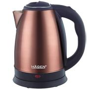 Hagen - Hervidor eléctrico compacto de acero inoxidable, diseño elegante, base de 360°, capacidad 1,8L, 1500W, base de 360°, filtro extraíble y lavable, HA5525 cuivre