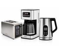 Hagenuk Desayuno digital de acero inoxidable - Tostadora de 850 W, cafetera de filtro, 12 tazas de 1,5 l, con temporizador y función de conservación del calor, hervidor de agua 2200 W 1,7L con
