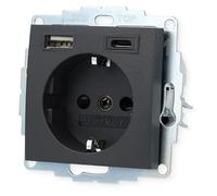 Hager 48041606, Toma Schuko/USB A+C, S.X/B.X, Antracita (EAN 4011334528302)