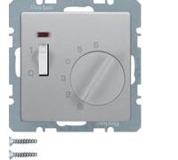 Hager Berker 20306084 Regulador de Temperatura con Abridor, Z. de Stk., Interruptor y LED Q.X Aluminio Terciopelo, Barniz.