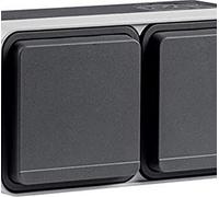 Hager - Brk - cubyko toma schuko doble 16a horiz sup grs ip55 wnc164 Ref. 6515110164