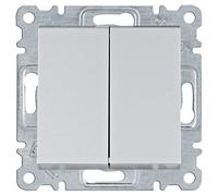 Hager - Conmutador doble, serie lumina de hager, mecanismo con teclas, con bornes de tornillos, plata