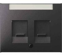 Hager k1 - Placa central con persiana porta rotulo 2 módulos antracita