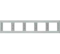 Hager k5 - Marco 5 elementos horizontal acero inoxidable
