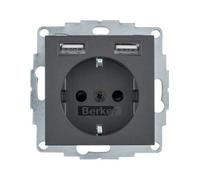 HAGER (KNX+DOM) 48031606 Toma SCHUKO/USB, S.x/B.x, tipo de alimentación antracita, multicolor