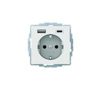 HAGER (KNX+DOM) 48046089 Toma SCHUKO/USB A-C, Q.x, Blanco Polar Hardware, Otras herramientas, Multicolor