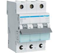 Hager MBS332 corta circuito B-type 3 3 módulo(s) - Corta circuitos (32 A, 50 - 60 Hz, B-type, 3 módulo(s), -25 - 60 °C, -25 - 80 °C)