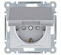 Hager - Toma Schuko con tapa IP44, lumina, plata