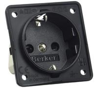 Hager - Toma schuko protección infantil+tornillo negro mate