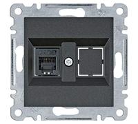 Hager - Toma simple, RJ11/RJ12, lumina, negro