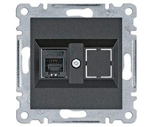 Hager - Toma simple, RJ11/RJ12, lumina, negro