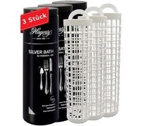 Hagerty Set de 3 baños plateados con protección antideslustramiento de 580 ml, limpiador de plata eficaz para cubiertos de metal plateado/plateado, baño de limpieza de plata para un brillo renovado