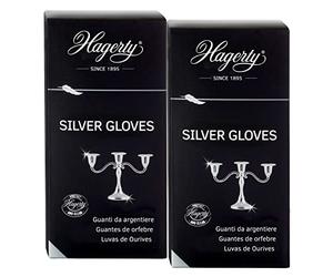 Hagerty Silver Gloves Guantes impregnados en seco para la limpieza de plata con protección contra el óxido 2 pares Guantes de pulir de algodón Prácticos guantes para limpiar plata y metal plateado