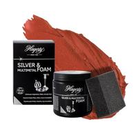 Hagerty Silver & Multimetal Foam Espuma limpiadora de plata 185g I Eficaz mousse para protección de metal plateado estaño acero cromo I Limpia plata renovadora de brillo I Esponja incluida