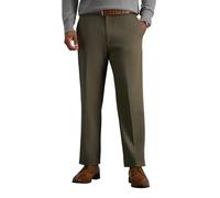 Haggar B&t Pantalón Informal de Cintura expandible para Hombre, Ajuste clásico, Color Caqui, sin Plancha, Parte Delantera Plana, Brindis, 44W x 29L
