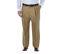 Haggar B&t - Pantalones Hombre, Ajuste clásico, Parte Delantera Plana, Cintura expandible, Pantalones Casuales Caqui, British Khaki, 38W x 29L