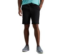 Haggar Cool 18 - Pantalón corto para hombre de corte clásico con pinzas delanteras y cintura extensible (tallas estándar y tallas grandes y para personas altas), Negro, 34