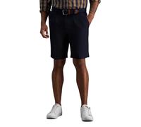 Haggar Cool 18 - Pantalones Cortos para Hombre, Ajuste clásico, Plisado, Cintura expandible (Tallas Regulares, Grandes y Altas), Azul Marino, 32