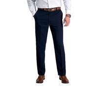 Haggar Cool 18 - Pantalones de Cintura Alta para Hombre, Talla Grande y Alta, Cintura Extensible, Color Liso, Cintura Alta, Navy, 34W x 34L