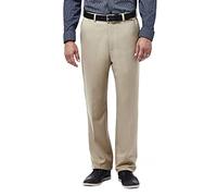 Haggar Cool 18 - Pantalones de Hombre de Cintura Alta con Cintura expansible, Color Liso, Tallas Grandes y Altas, British Khaki, 44W x 32L