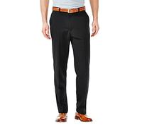 Haggar Cool 18 - Pantalones de Hombre de Cintura Alta con Cintura expansible, Color Liso, Tallas Grandes y Altas, Negro, 36 W/32 L