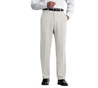 Haggar Cool 18 - Pantalones de Hombre de Cintura Alta con Cintura expansible, Color Liso, Tallas Grandes y Altas, String Beige, 34W x 30L