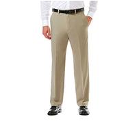 Haggar Cool 18 Pro - Pantalón de Cintura Ampliable para Hombre, diseño con Frontal Plano, Corte clásico - Marrón - 38W x 29L