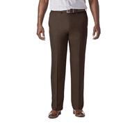 Haggar Cool 18 Pro - Pantalón de Cintura Ampliable para Hombre, diseño con Frontal Plano, Corte clásico - Marrón - 38W x 29L