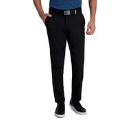 Haggar Cool Right Performance Flex Solid Slim Fit Flat Front Pant Pantalones Informales, Negro, 32W/30L para Hombre