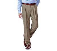 Haggar E Clo Repreve Stria Classic Fit - Pantalón de vestir plisado frontal para hombre, Caqui, 34W x 30L
