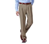 Haggar E Clo Repreve Stria Classic Fit - Pantalón de Vestir Plisado Frontal para Hombre, Caqui, 34W x 32L