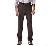 Haggar E-CLO Repreve Stria - Pantalón de vestir sin pinzas para hombre, Marrón, 34W x 34L