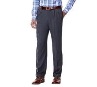 Haggar eCLo - Pantalón con pinzas en la parte delantera y cintura elástica, para hombre - Gris -
