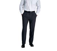 Haggar eCLo - Pantalón con pinzas en la parte delantera y cintura elástica, para hombre - Gris -