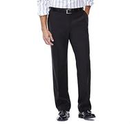 Haggar ECLO Stria - Pantalón de Vestir para Hombre con Cintura expandible y Parte Delantera Plana, Negro, 36W / 34L