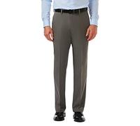 Haggar Cool 18 Pro - Pantalón de Cintura Ampliable para Hombre, diseño con Frontal Plano, Corte clásico - Gris - 32W x 30L