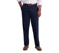 Haggar Iron Free Premium Khaki Classic Fit Flat Front Expandable Waist Casual Pant (Regular and Big & Tall Sizes) Pantalones, Azul Marino Oscuro, 40W / 32L para Hombre