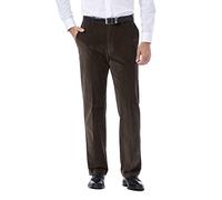 Haggar Men's 21 Wale Stretch Corduroy Expandable Waist Classic Fit Plain Front Pant, Brown, 38x30