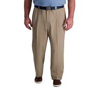 Haggar Men's Big and Tall Cool Right Performance Flex Solid Classic Fit Pleat Front Pant
