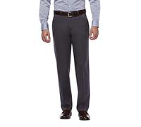 Haggar Men's Classic Fit Flat-Front Hidden Expandable Waistband Premium No Iron Khaki, 34W x 34L - Dk Grey