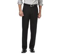 Haggar Men's Classic Fit Flat-Front Hidden Expandable Waistband Premium No Iron Khaki, 38W x 31L - Black