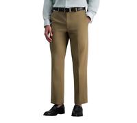 Haggar Men's Classic Fit Flat-Front Hidden Expandable Waistband Premium No Iron Khaki, 40W x 29L - British Khaki