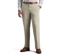 Haggar Men's Classic Fit Flat-Front Hidden Expandable Waistband Premium No Iron Khaki, 42W x 32L - Sand