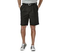 Haggar Men's Cool 18 Gabardine Hidden Expandable Waist Pleat Front Short,Black,32